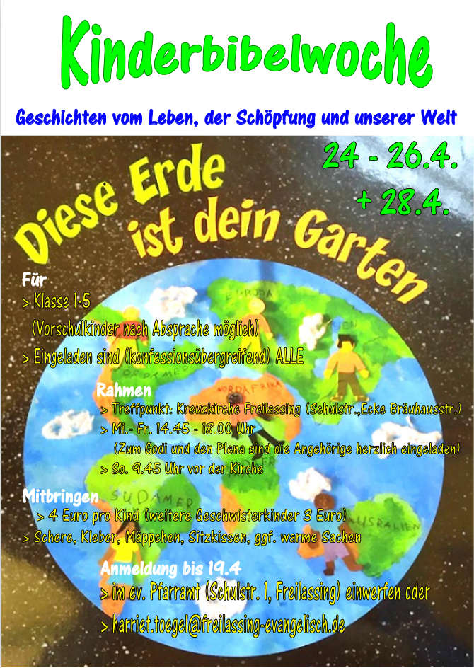 Kinderbibelwoche 24. 26.4. + 28.4. 2019